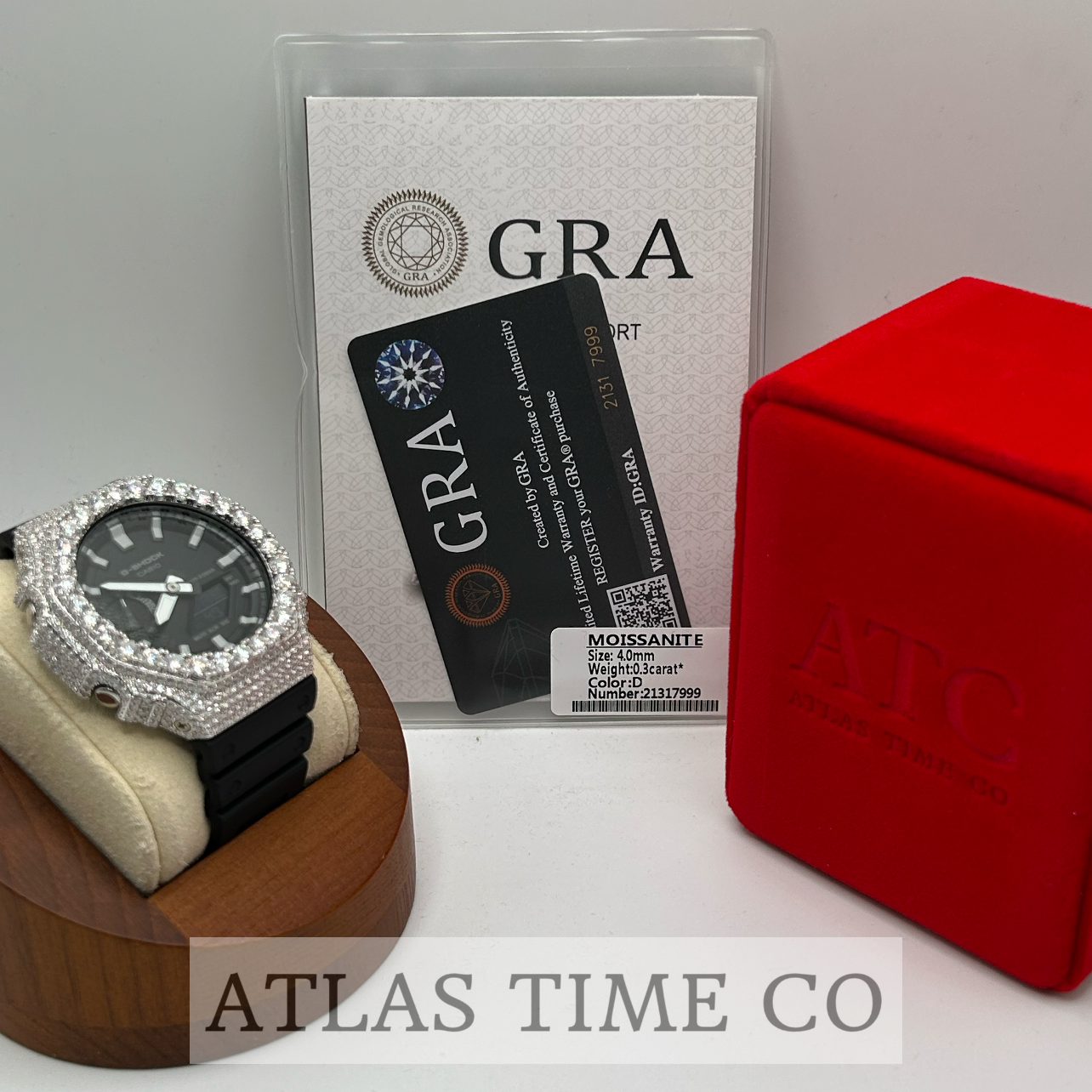 VVS1 Moissanite G-Shock GA-2100-1AER Watch - GRA CERTIFIED
