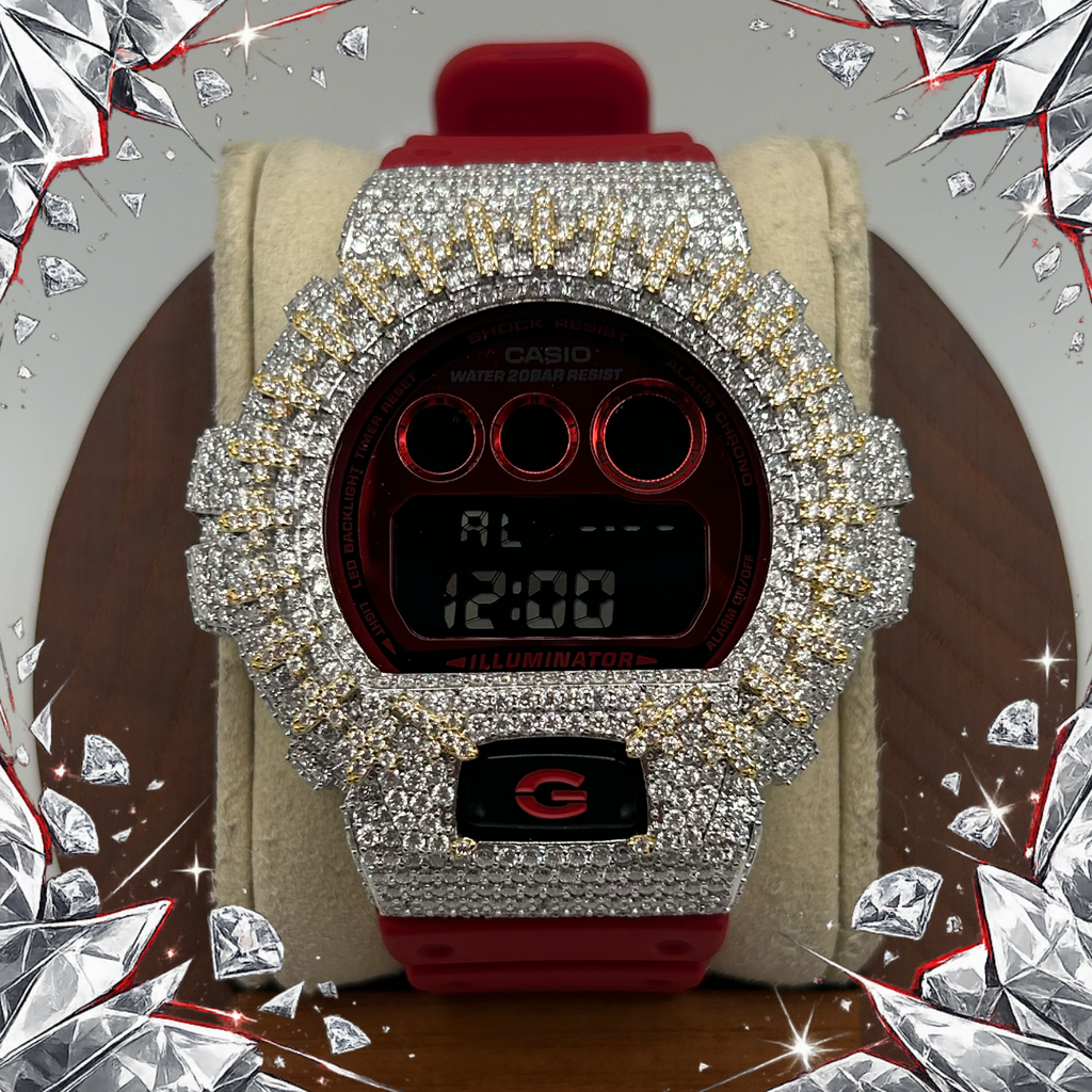 VVS1 Moissanite G-Shock DW-6900RRB-4 Watch - GRA CERTIFIED