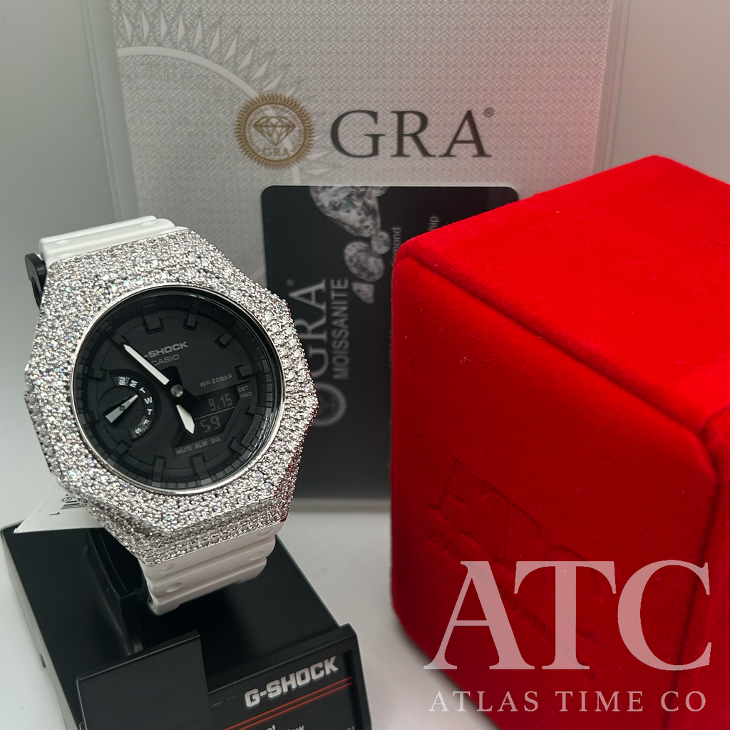 VVS1 Moissanite G-Shock GA-21007A Watch - GRA CERTIFIED