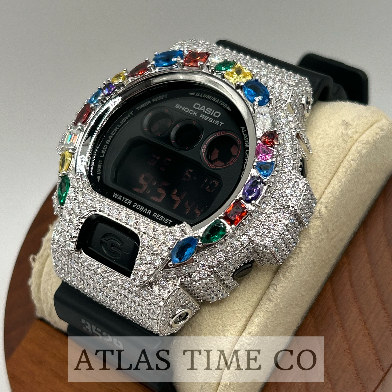 VVS1 Moissanite G-Shock DW6900MS-1 Watch - GRA CERTIFIED