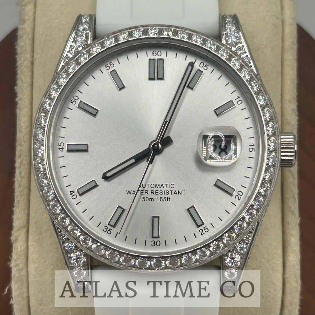 VVS1 Moissanite Ghost Series Stainless Steel Mechanical Watch - GRA CERTIFIED (Silver/White)