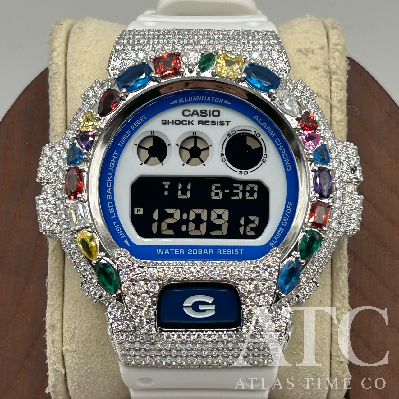 VVS1 Moissanite G-Shock DW-6900HDS-7A1DR Watch - GRA CERTIFIED