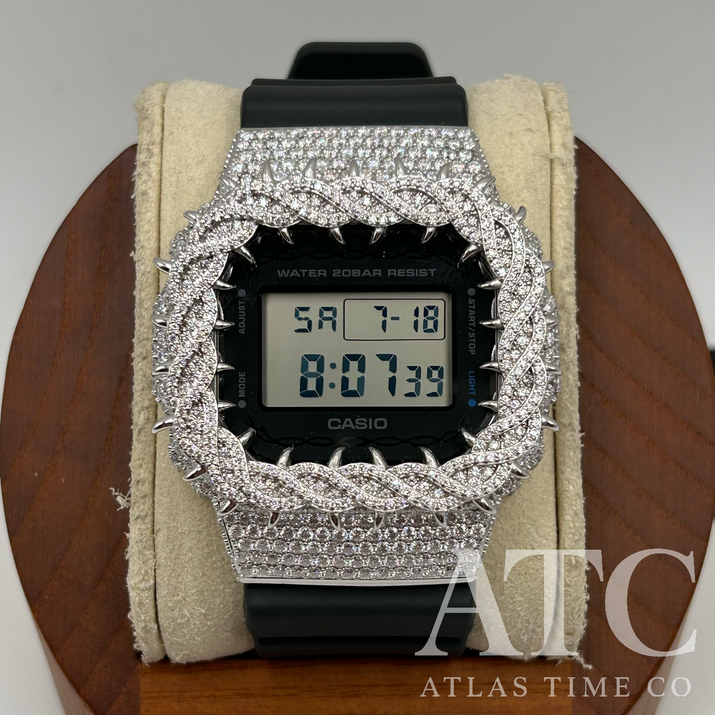 VVS1 Moissanite G-Shock DW-5600RS-8 Watch - GRA CERTIFIED