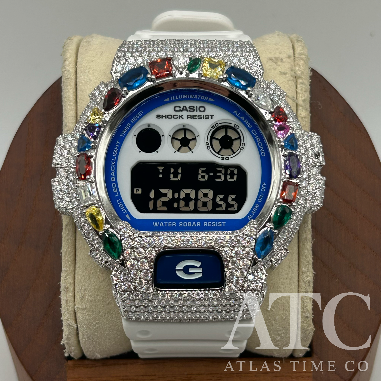 VVS1 Moissanite G-Shock DW-6900HDS-7A1DR Watch - GRA CERTIFIED