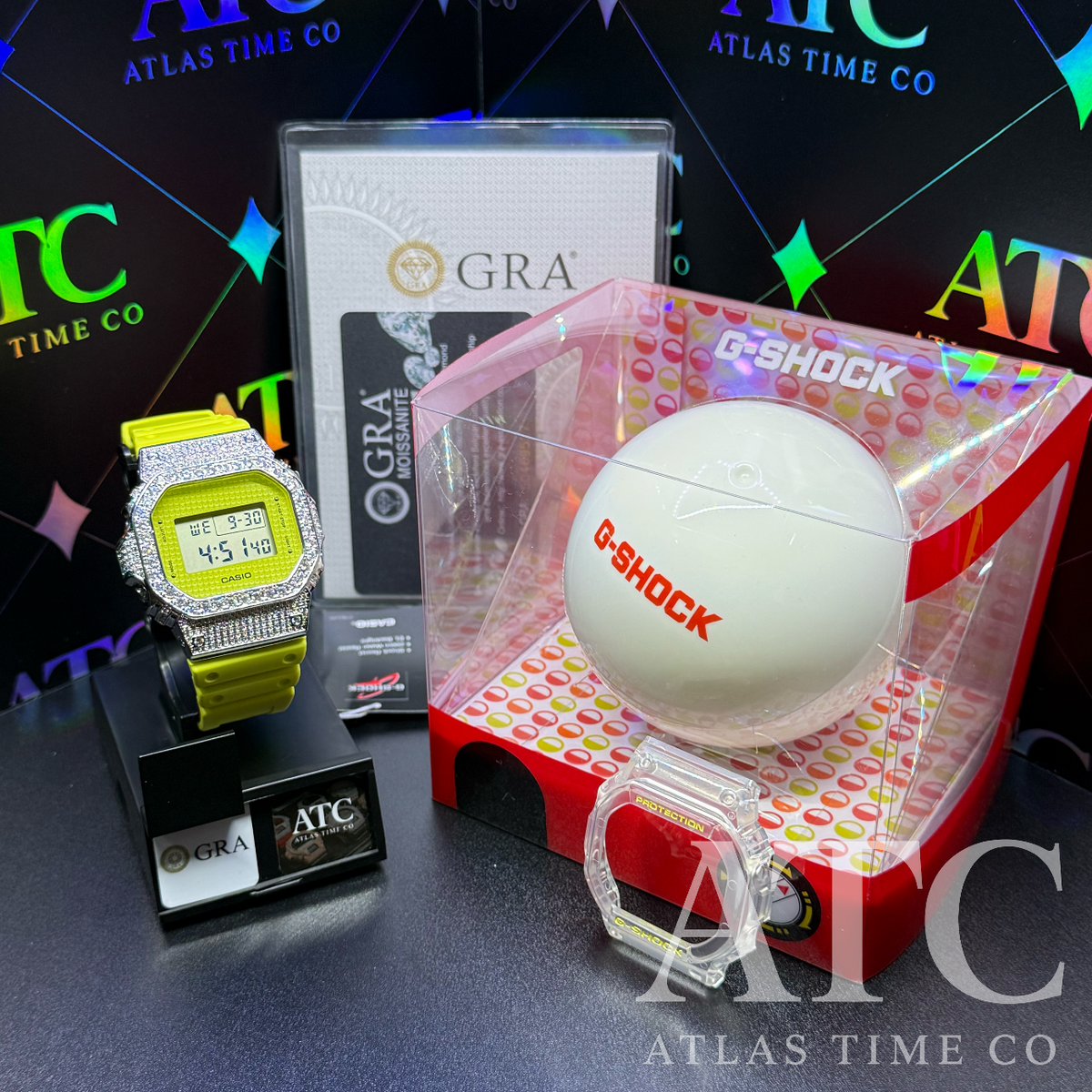 VVS1 Moissanite G-Shock DW5600GL-9DR "Lucky Drop" Watch - GRA CERTIFIED