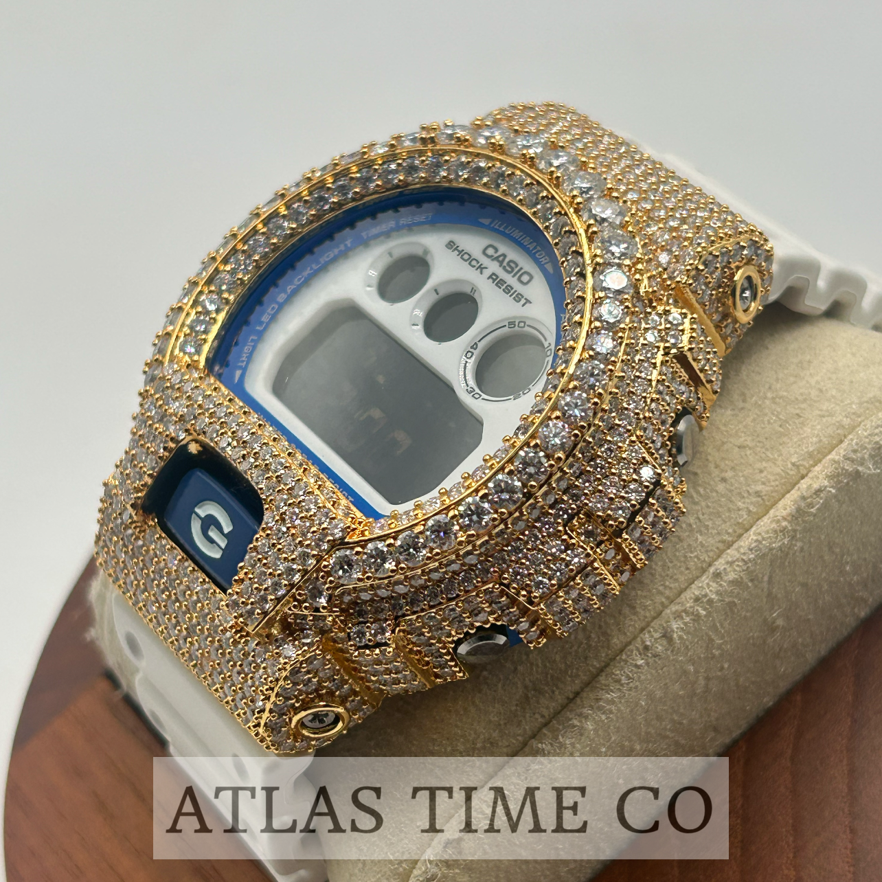 VVS1 Moissanite G-Shock DW-6900HDS-7A1DR Watch - GRA CERTIFIED