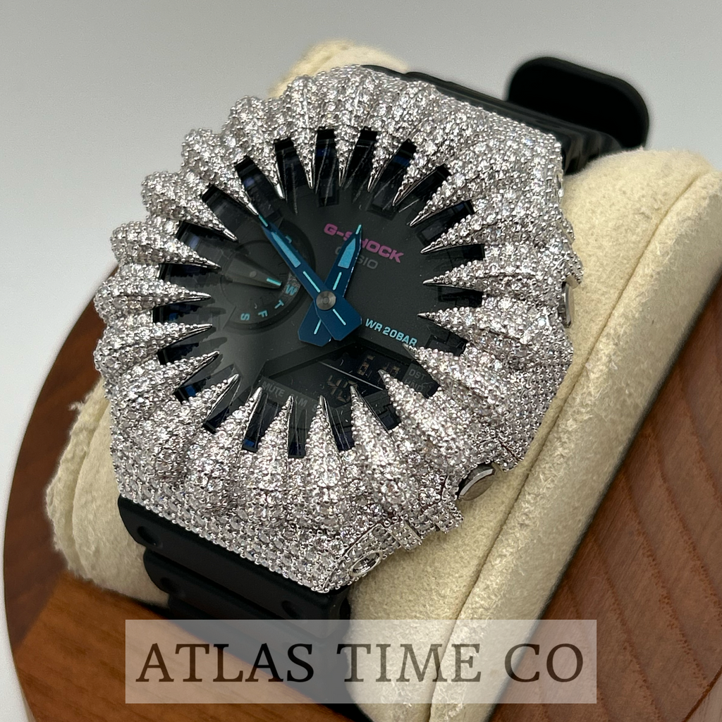 VVS1 Moissanite G-Shock GA-2100VB-1A Watch - GRA CERTIFIED