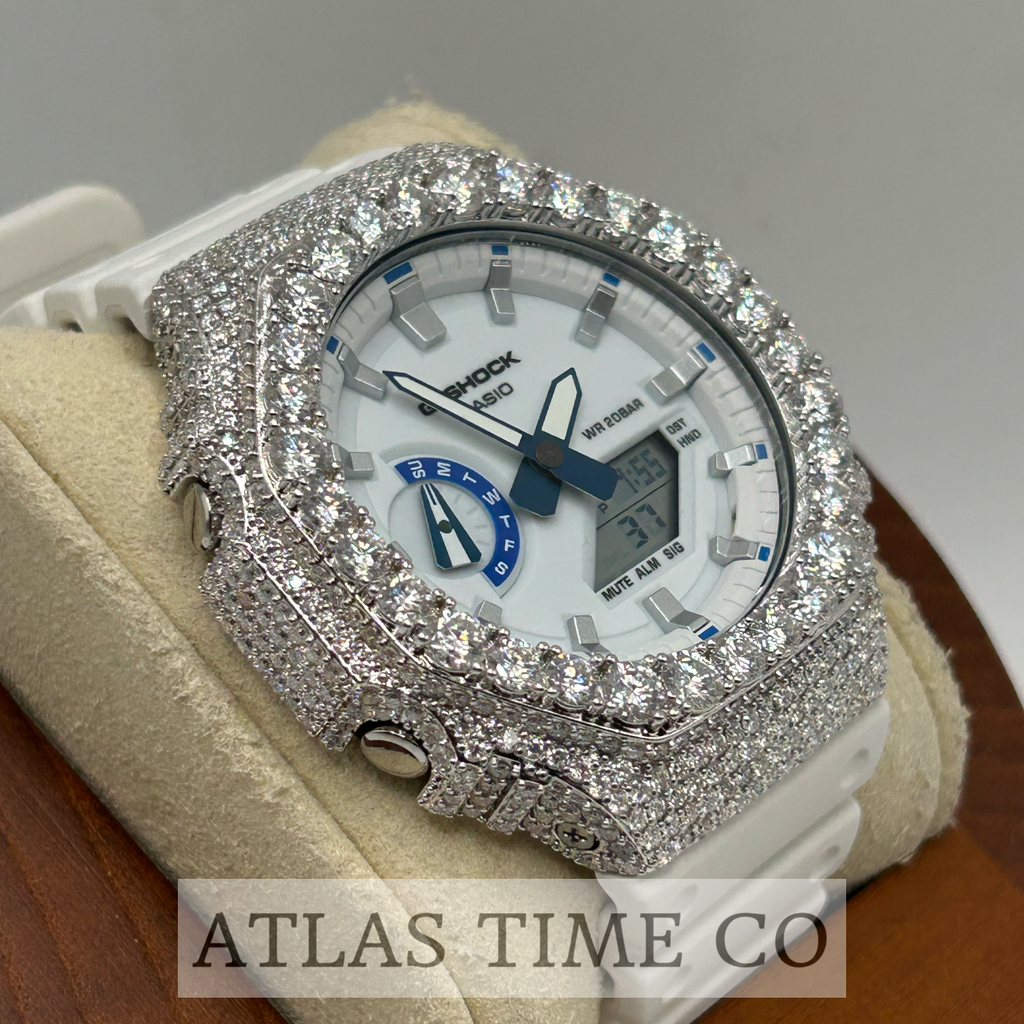 VVS1 Moissanite G-Shock GA-2100HDS-7A Watch - GRA CERTIFIED