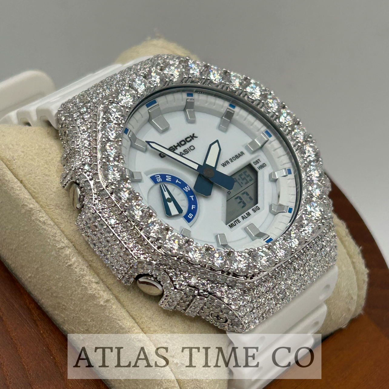 VVS1 Moissanite G-Shock GA-2100HDS-7A Watch - GRA CERTIFIED