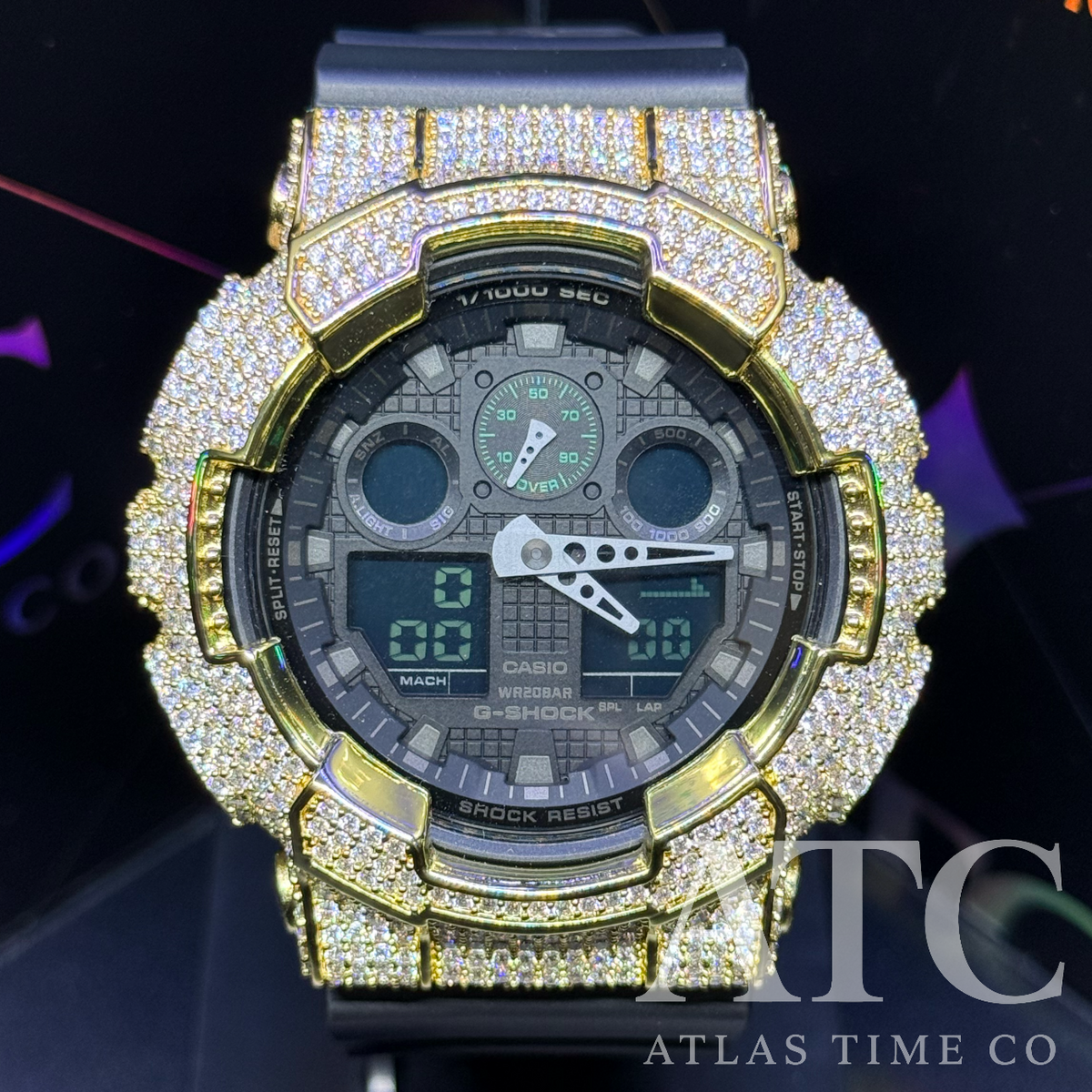 VVS1 Moissanite G-Shock GA-100MB-1ACR Watch - GRA CERTIFIED