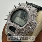 VVS1 Moissanite G-Shock Spikes DW6900-1V Watch - GRA CERTIFIED