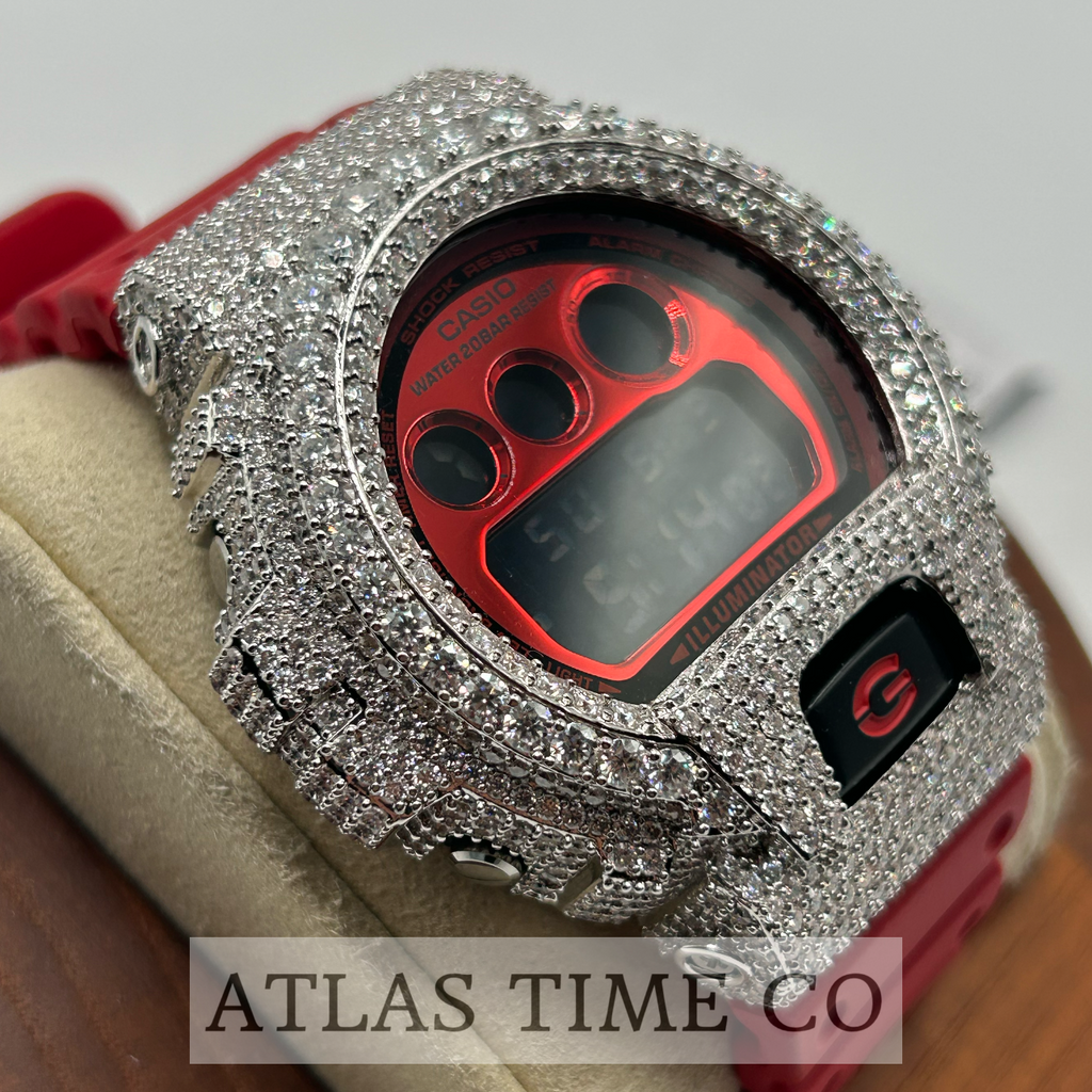 VVS1 Moissanite G-Shock DW-6900RRB-4 Watch - GRA CERTIFIED