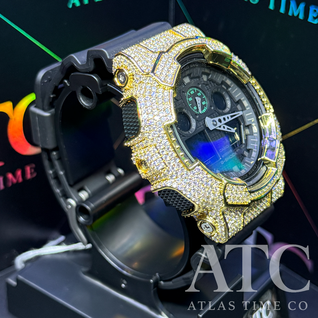 VVS1 Moissanite G-Shock GA-100MB-1ACR Watch - GRA CERTIFIED