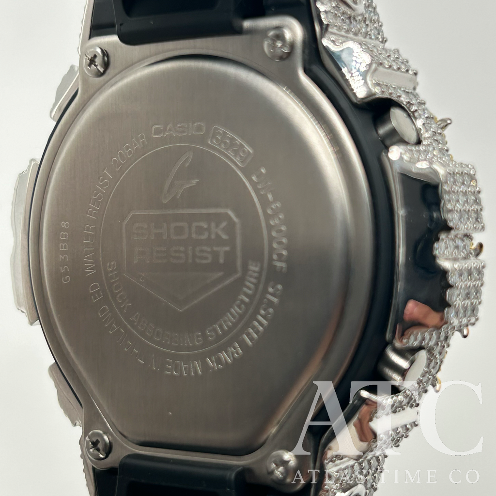 VVS1 Moissanite G-Shock DW6900CF-1 Watch - GRA CERTIFIED