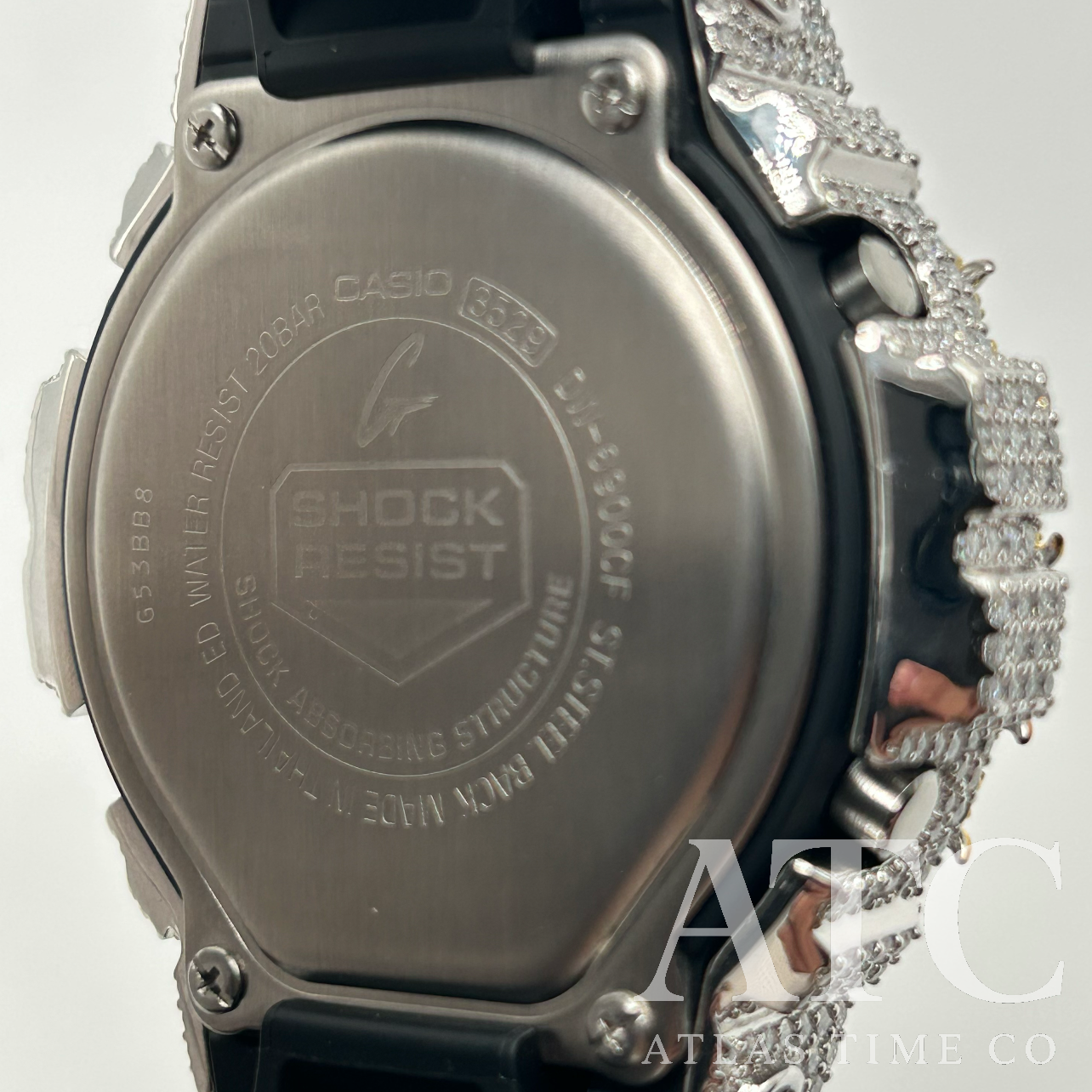 VVS1 Moissanite G-Shock DW6900CF-1 Watch - GRA CERTIFIED