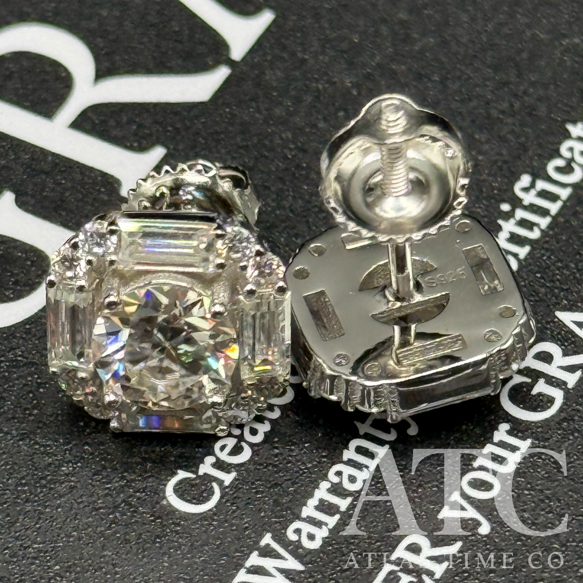 Square VVS1 10mm Moissanite Earrings GRA CERTIFIED - 925 Sterling Silver