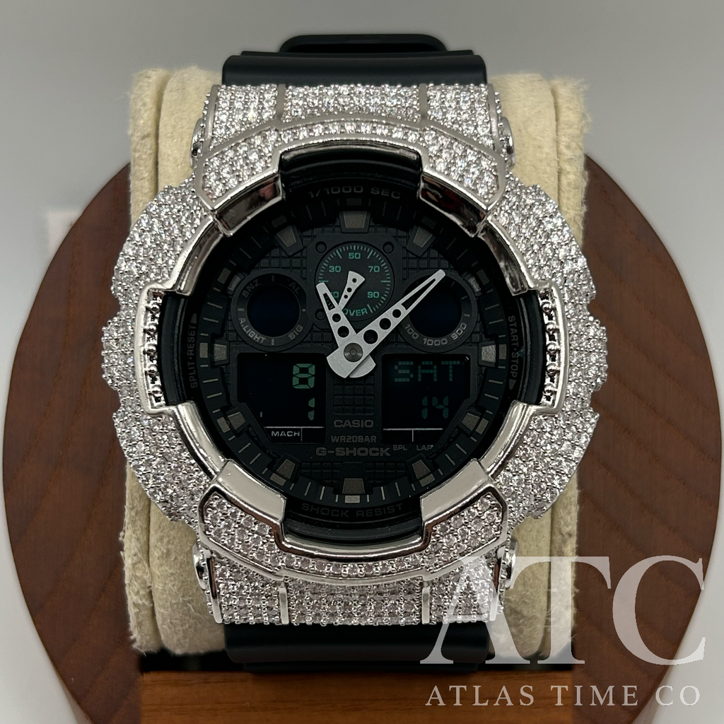 VVS1 Moissanite G-Shock GA100MB1ACR Watch - GRA CERTIFIED