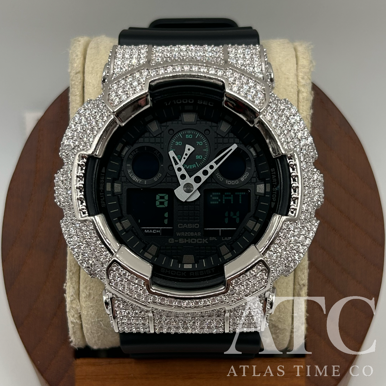 VVS1 Moissanite G-Shock GA100MB1ACR Watch - GRA CERTIFIED