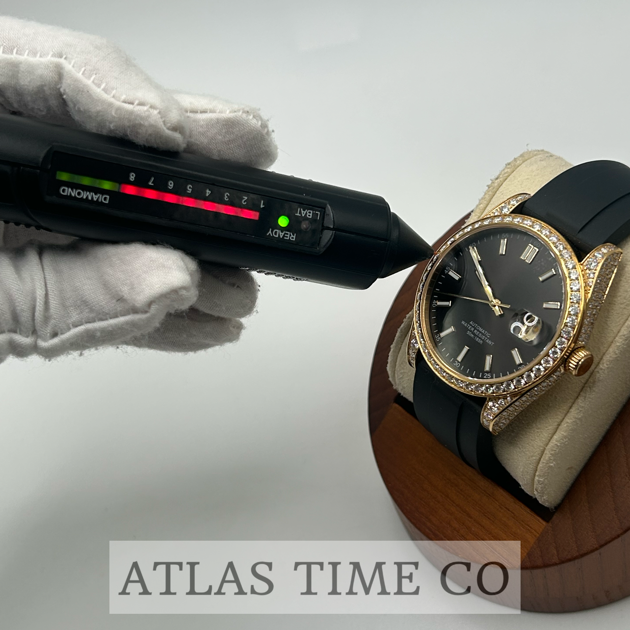 VVS1 Moissanite Ghost Series Stainless Steel Mechanical Watch - GRA CERTIFIED (Gold/Black)