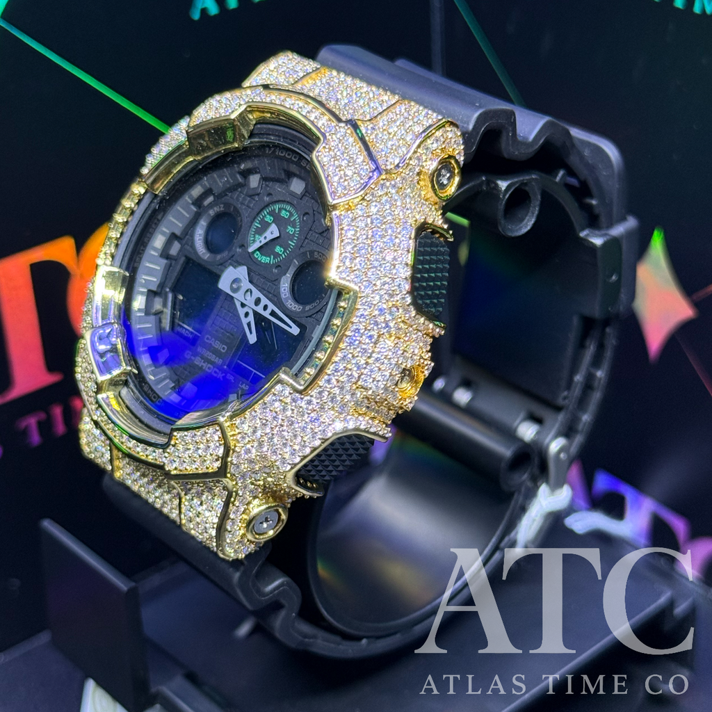VVS1 Moissanite G-Shock GA-100MB-1ACR Watch - GRA CERTIFIED
