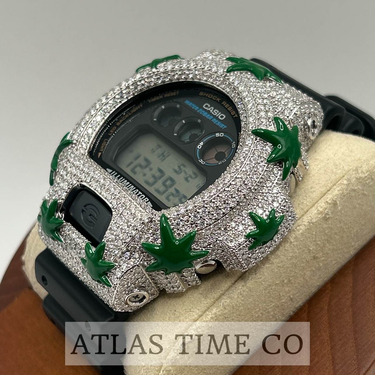 VVS1 Moissanite G-Shock ENAMEL SERIES (MAPLE LEAF) DW6900-1V Watch - GRA CERTIFIED