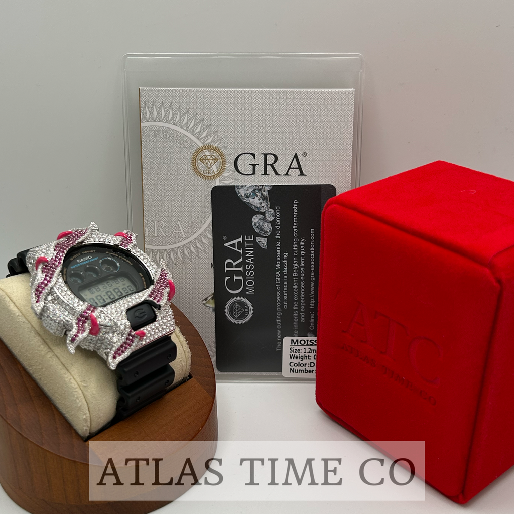 VVS1 Moissanite G-Shock ENAMEL SERIES (PINK) DW6900-1V Watch - GRA CERTIFIED