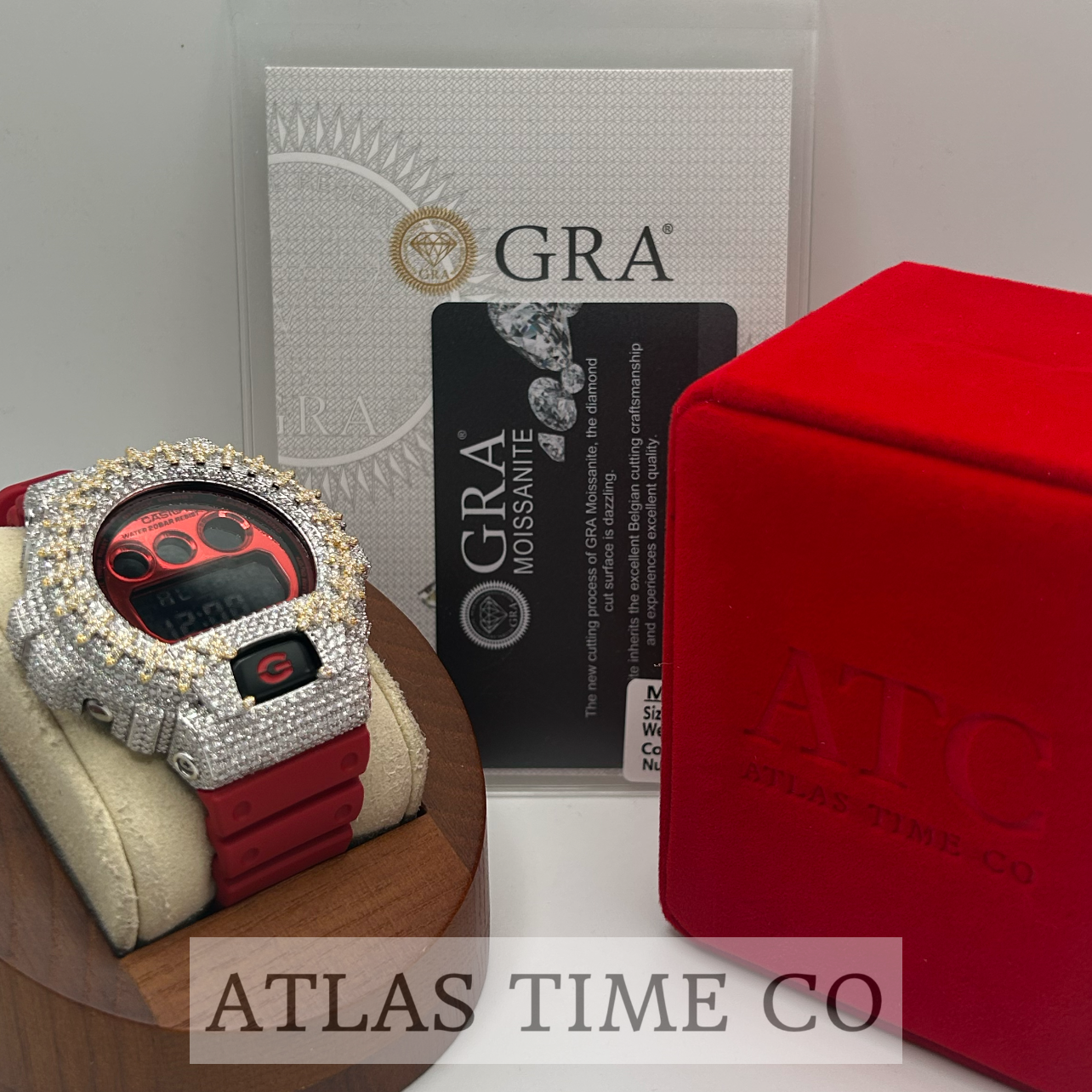 VVS1 Moissanite G-Shock DW-6900RRB-4 Watch - GRA CERTIFIED