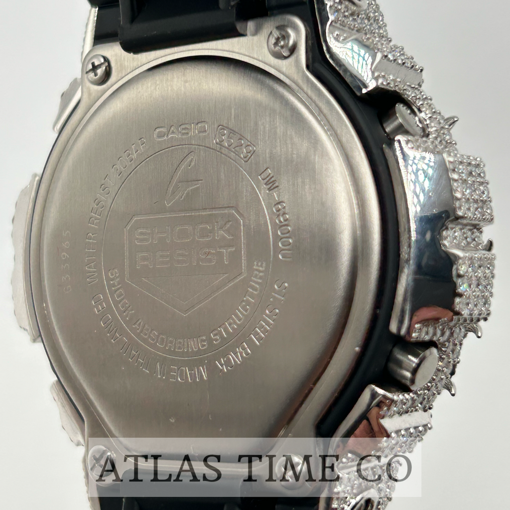 VVS1 Moissanite G-Shock DW6900-1V Watch - GRA CERTIFIED