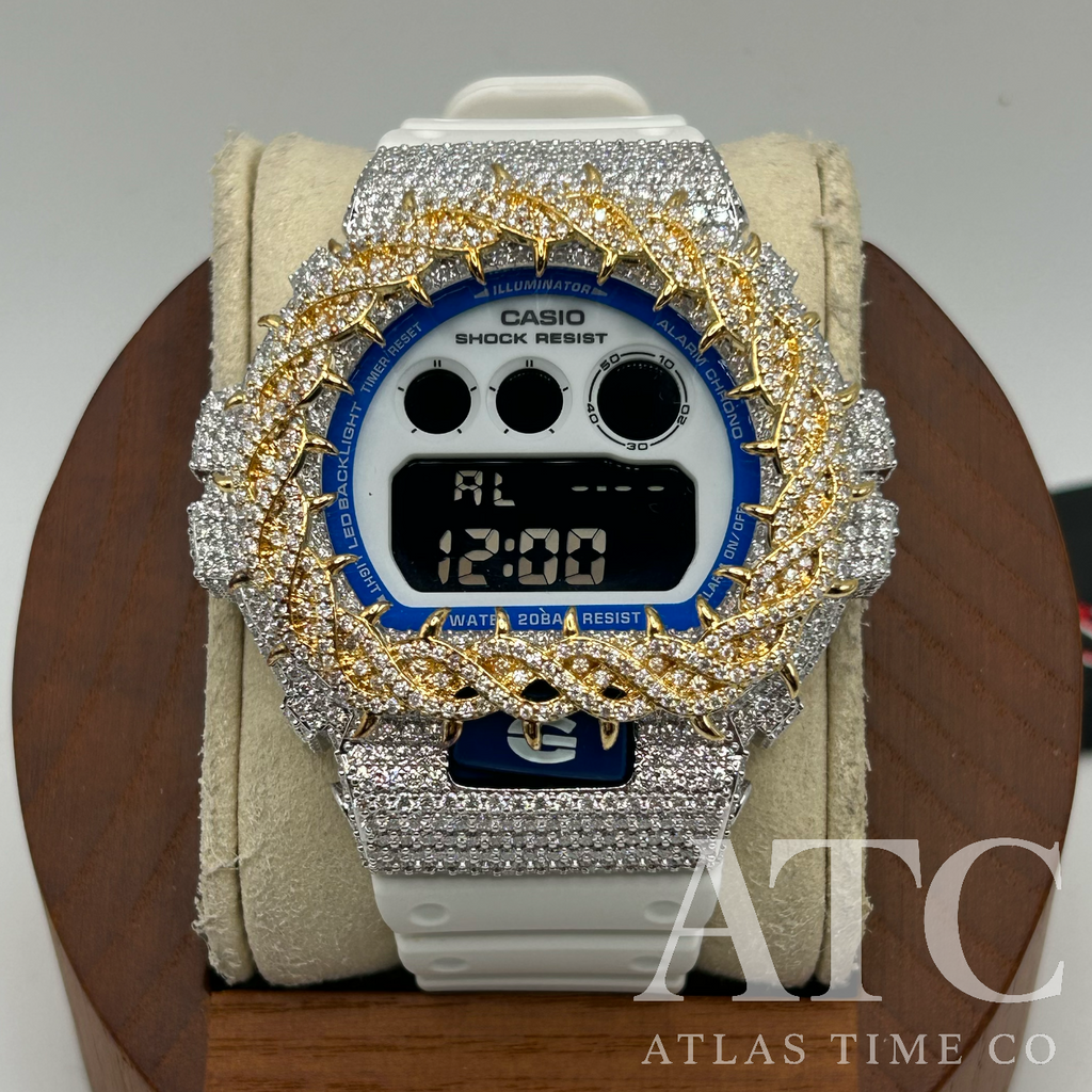 VVS1 Moissanite G-Shock DW-6900HDS-7A1DR Watch - GRA CERTIFIED