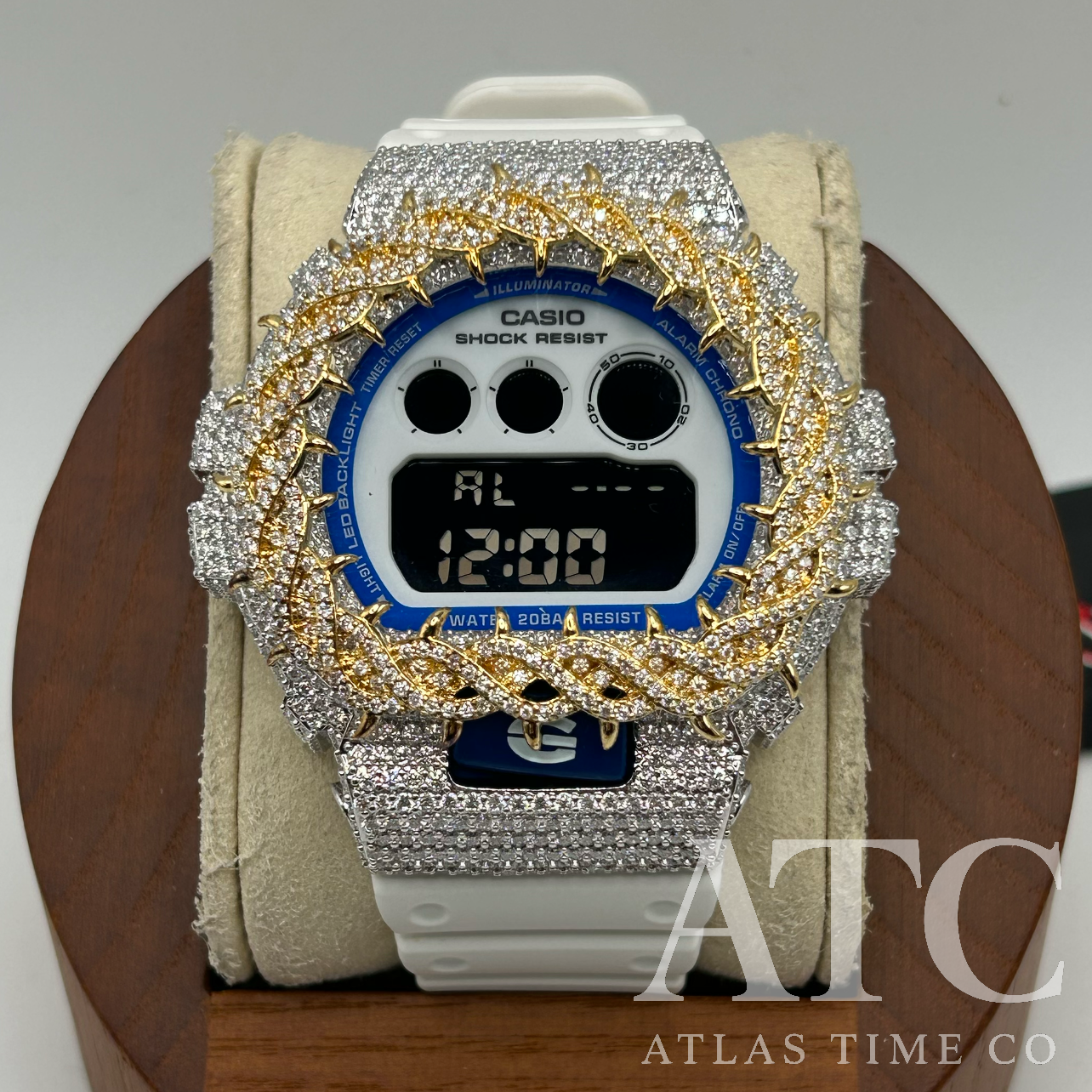 VVS1 Moissanite G-Shock DW-6900HDS-7A1DR Watch - GRA CERTIFIED