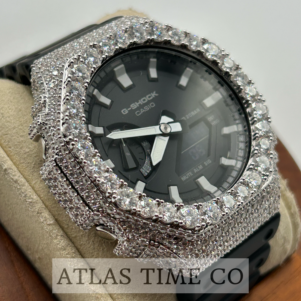 VVS1 Moissanite G-Shock GA-2100-1AER Watch - GRA CERTIFIED
