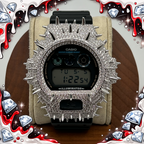 VVS1 Moissanite G-Shock Spikes DW6900-1V Watch - GRA CERTIFIED