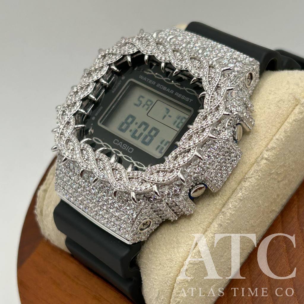 VVS1 Moissanite G-Shock DW-5600RS-8 Watch - GRA CERTIFIED