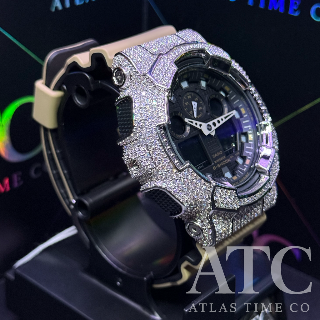 VVS1 Moissanite G-Shock GA-100LA8 Watch - GRA CERTIFIED