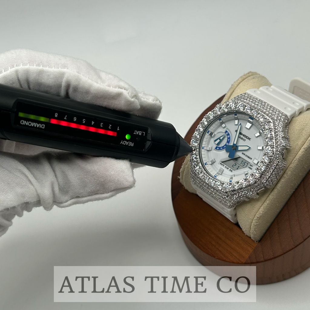 VVS1 Moissanite G-Shock GA-2100HDS-7A Watch - GRA CERTIFIED