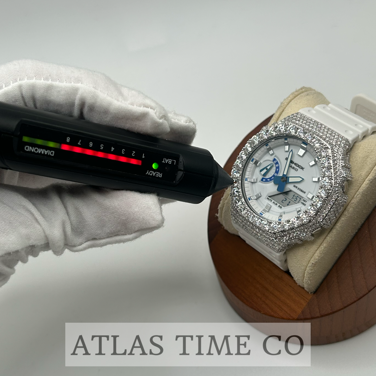 VVS1 Moissanite G-Shock GA-2100HDS-7A Watch - GRA CERTIFIED