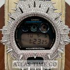 VVS1 Moissanite G-Shock Spikes DW6900-1V Watch - GRA CERTIFIED