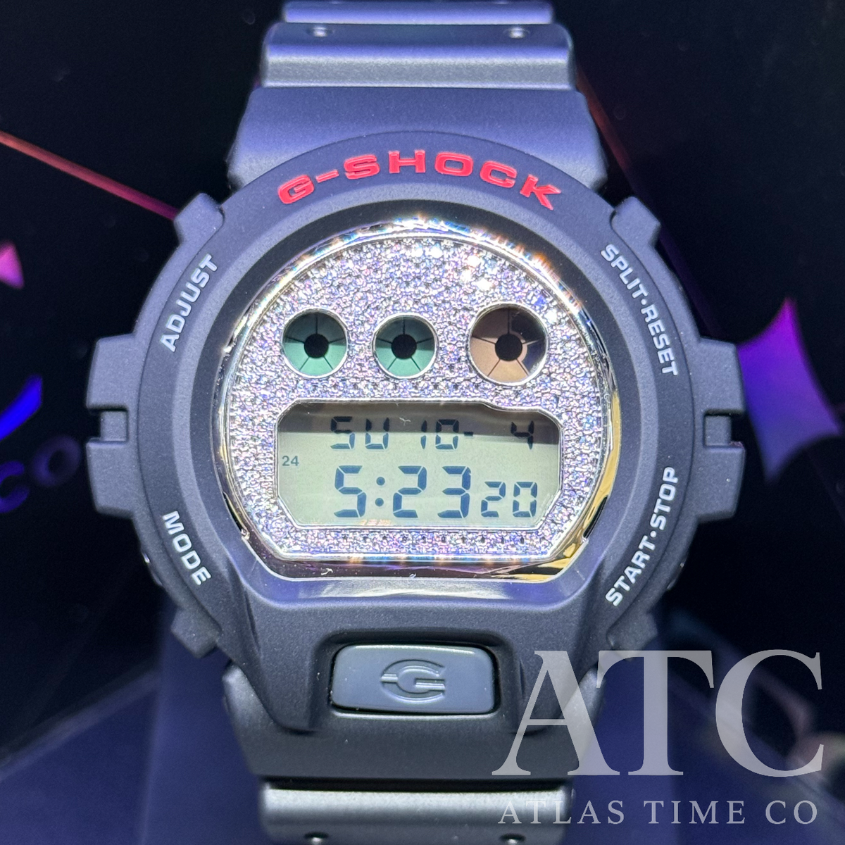 VVS1 Moissanite G-Shock DW6900-1V Watch - GRA CERTIFIED