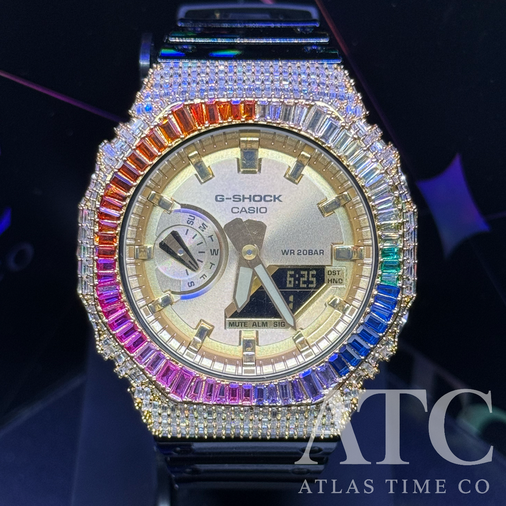 VVS1 Moissanite G-Shock GA-2100GB-1A Watch - GRA CERTIFIED (Full Baguette)