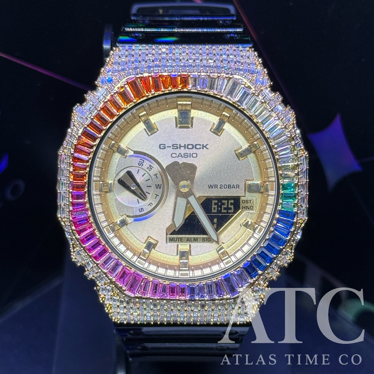 VVS1 Moissanite G-Shock GA-2100GB-1A Watch - GRA CERTIFIED (Full Baguette)