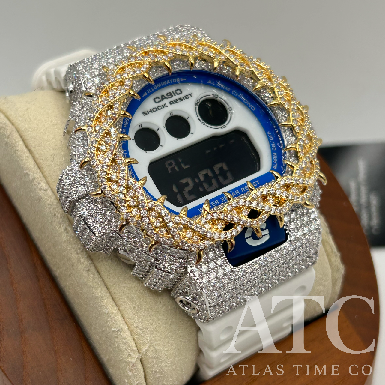 VVS1 Moissanite G-Shock DW-6900HDS-7A1DR Watch - GRA CERTIFIED