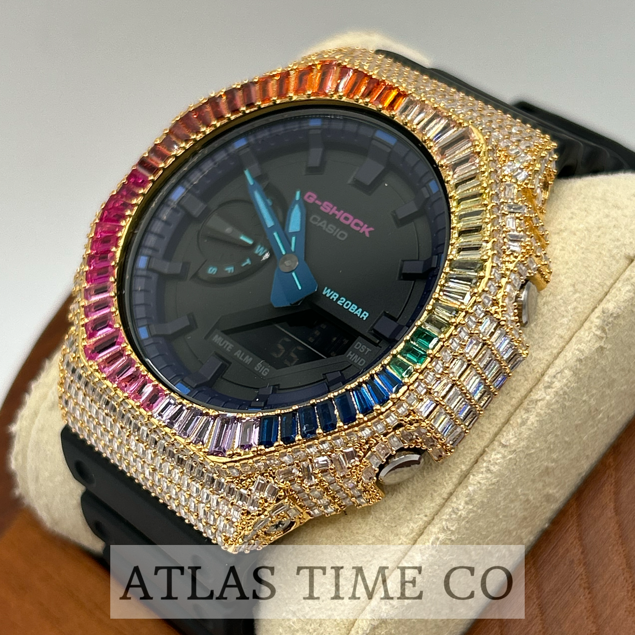 VVS1 Moissanite G-Shock GA-2100VB-1A Watch - GRA CERTIFIED - FULL BAGUETTE