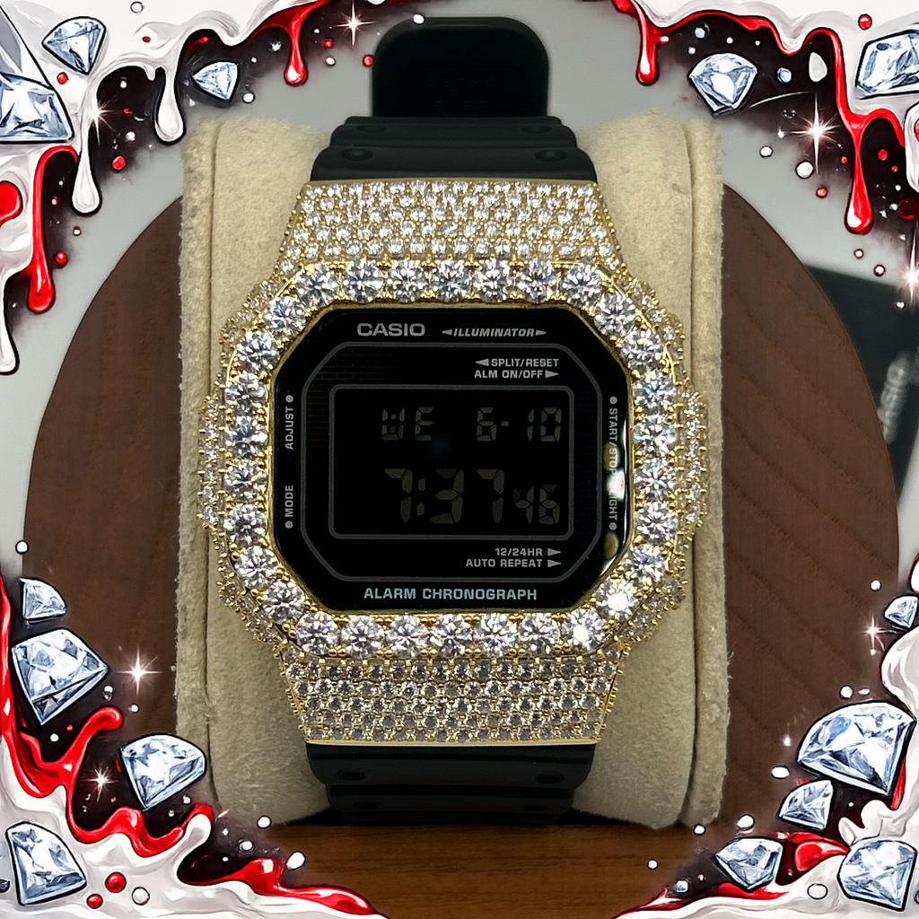 VVS1 Moissanite G-Shock DW-5600RW-1 Watch - GRA CERTIFIED