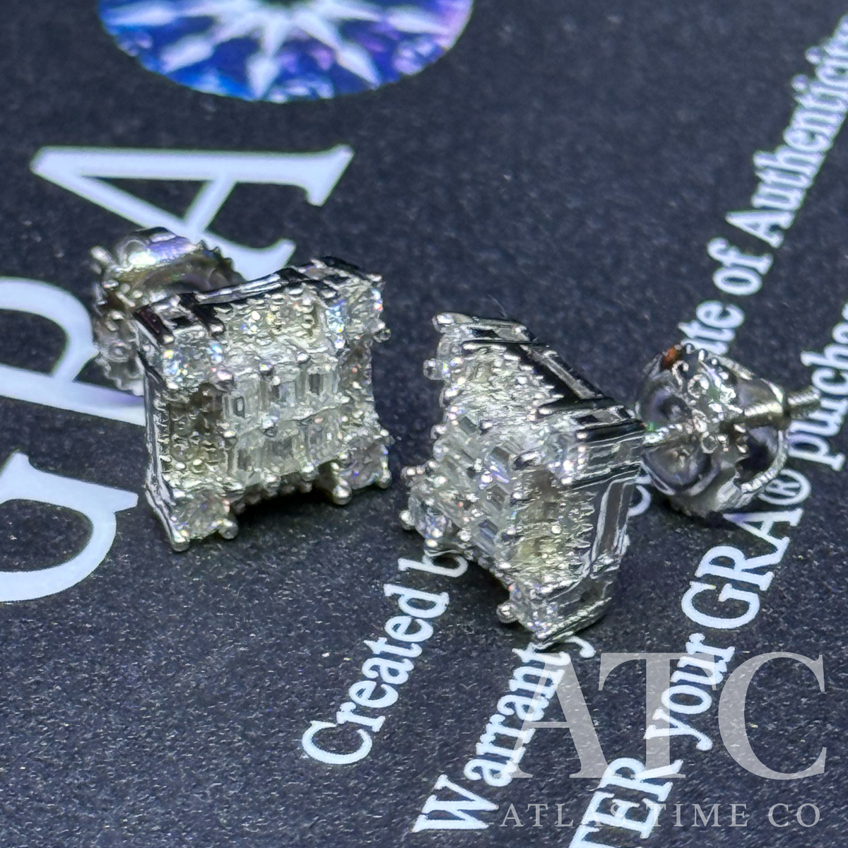 Square VVS1 8.5mm Moissanite Earrings GRA CERTIFIED - 925 Sterling Silver