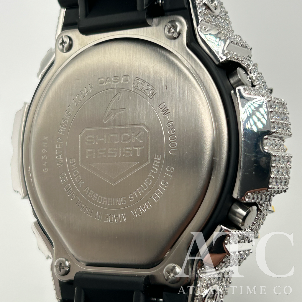 VVS1 Moissanite G-Shock Cross DW6900-1V Watch - GRA CERTIFIED