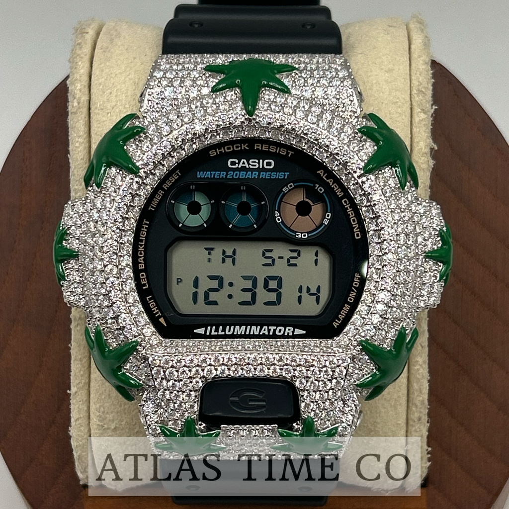 VVS1 Moissanite G-Shock ENAMEL SERIES (MAPLE LEAF) DW6900-1V Watch - GRA CERTIFIED