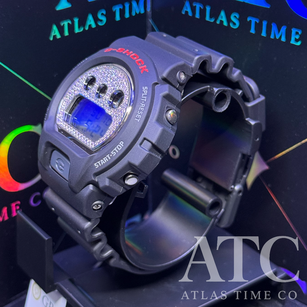 VVS1 Moissanite G-Shock DW6900-1V Watch - GRA CERTIFIED
