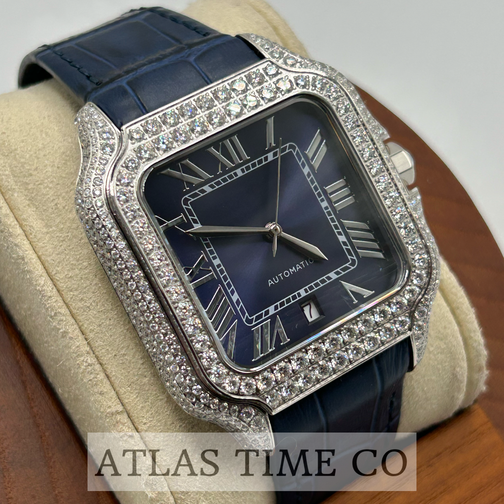 VVS1 Moissanite Ghost Series Stainless Steel Mechanical Watch - GRA CERTIFIED (Silver/Blue)