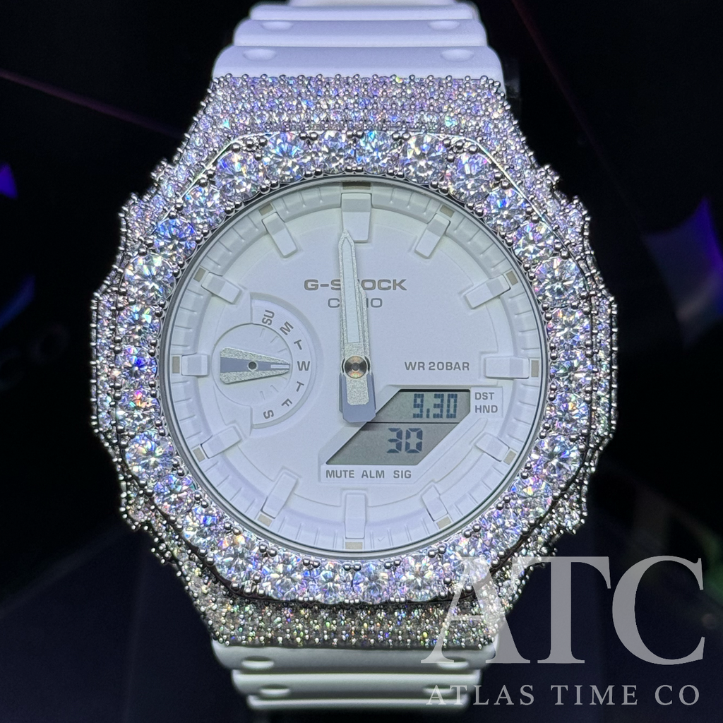 VVS1 Moissanite G-Shock GA-21007A7CR Watch - GRA CERTIFIED