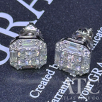 Square VVS1 9mm Moissanite Earrings GRA CERTIFIED - 925 Sterling Silver
